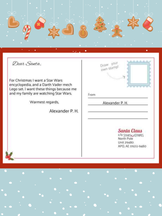 Letter to Santa from Alexander P.H.