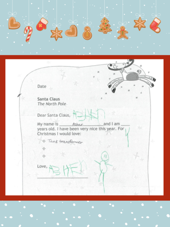 Letter to Santa from Asher