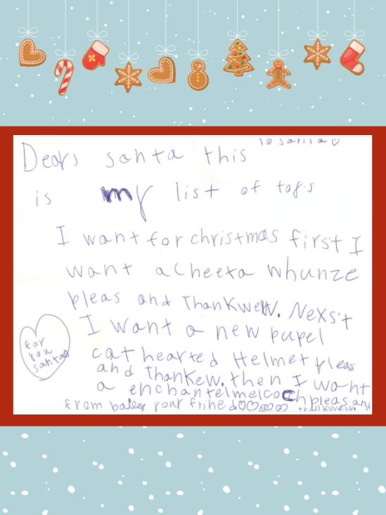 Letter to Santa from Bailey