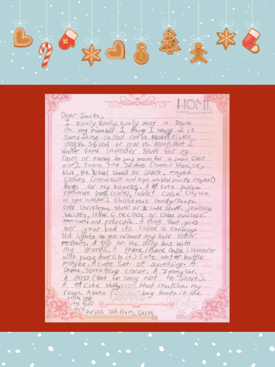 Letter to Santa from Chloe G.