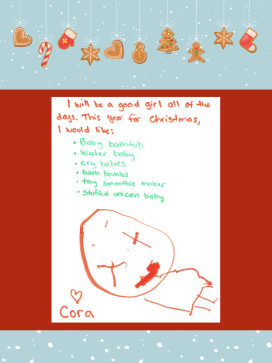 Letter to Santa from Cora