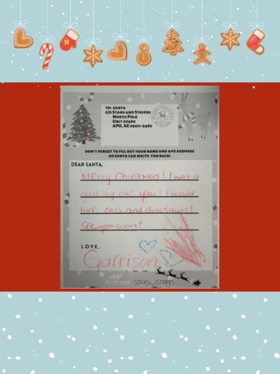 Letter to Santa from Garrison F.