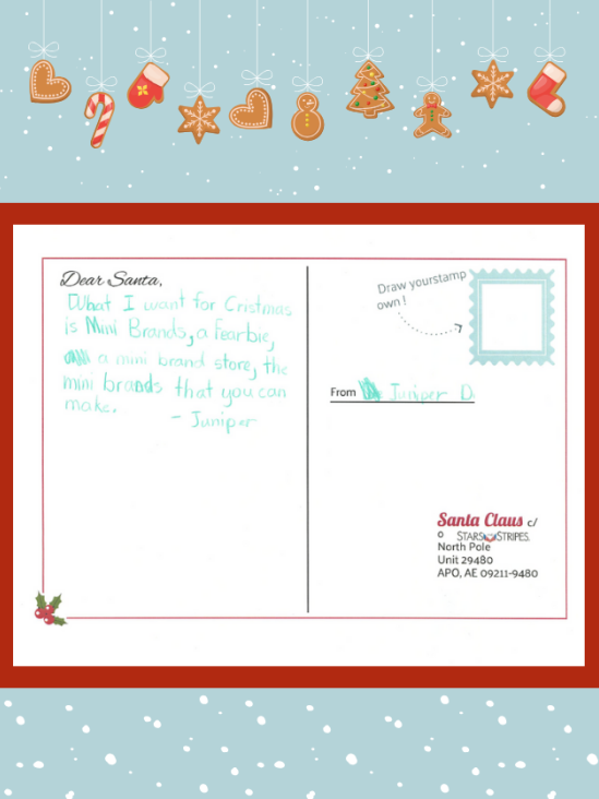 Letter to Santa from Juniper D.