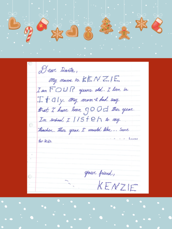 Letter to Santa from Kenzie