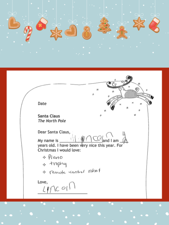 Letter to Santa from Lincoln