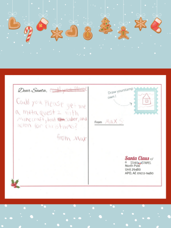 Letter to Santa from Max S.