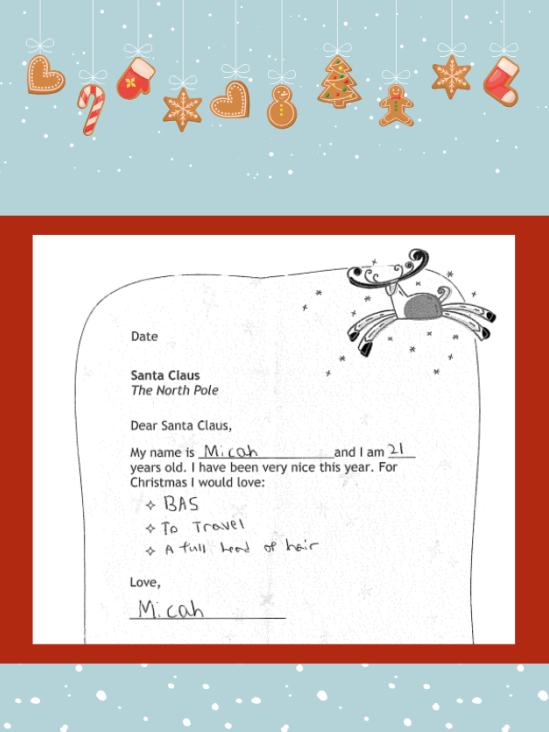 Letter to Santa from Micah