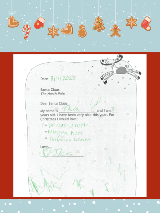 Letter to Santa from Nora