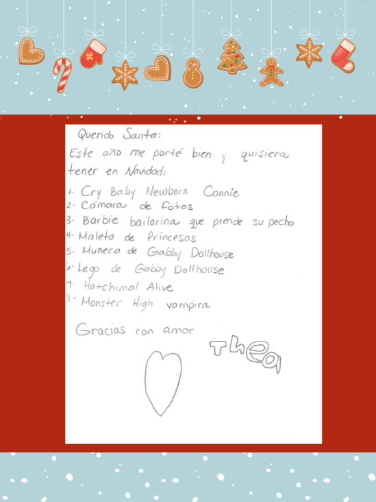Letter to Santa from Thea