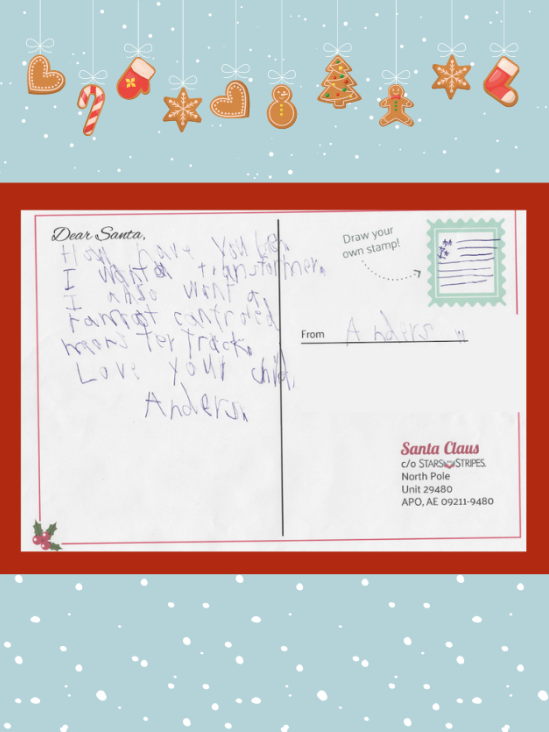 Letter to Santa from Anders W.