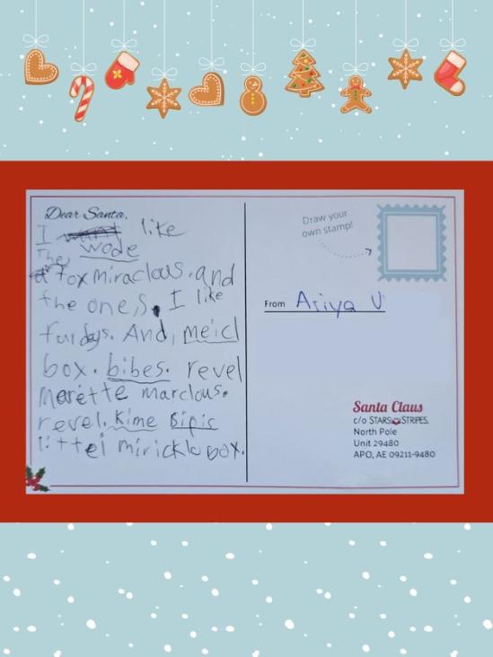 Letter to Santa from Ariya V.