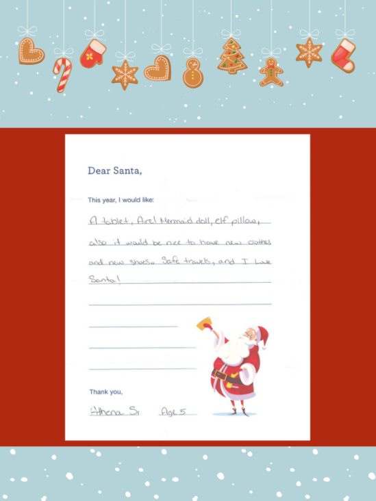 Letter to Santa from Athena S.