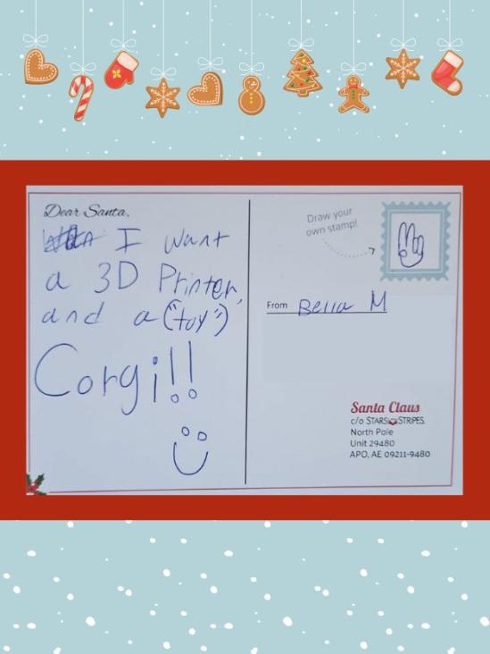 Letter to Santa from Bella M.