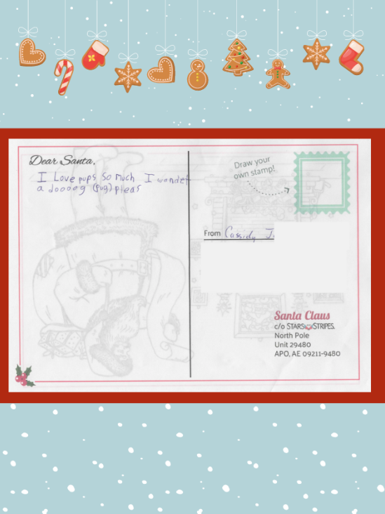 Letter to Santa from Cassidy J.