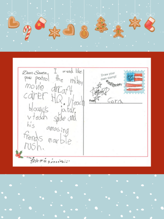 Letter to Santa from Cora G.
