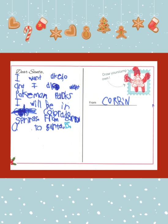Letter to Santa from Corbin O.