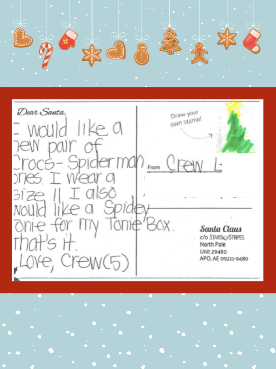 Letter to Santa from Crew L.