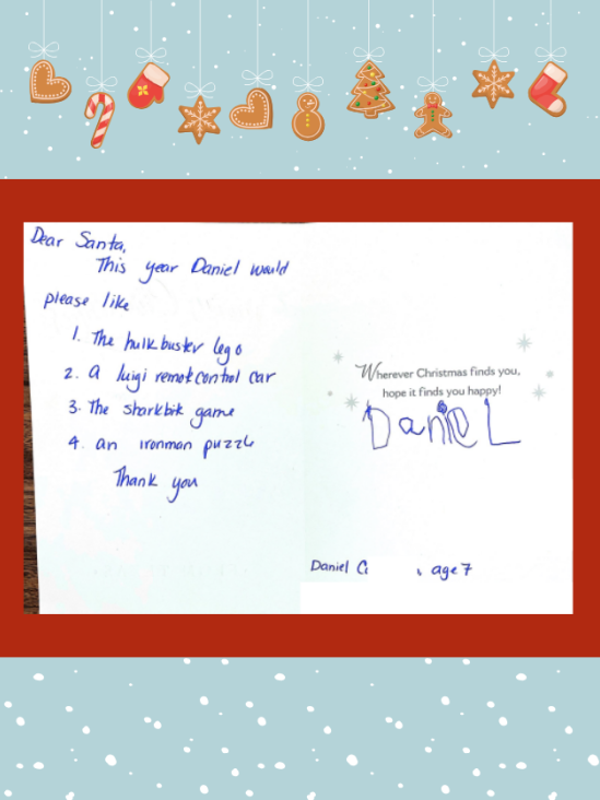 Letter to Santa from Daniel C.
