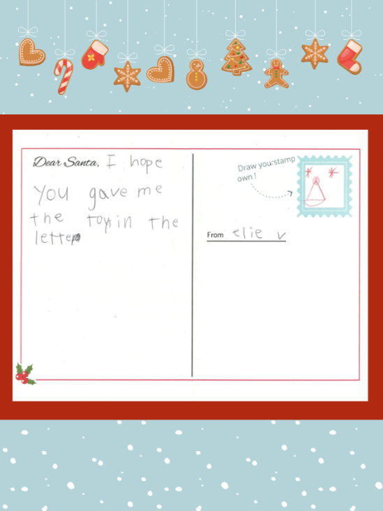 Letter to Santa from Elie V.