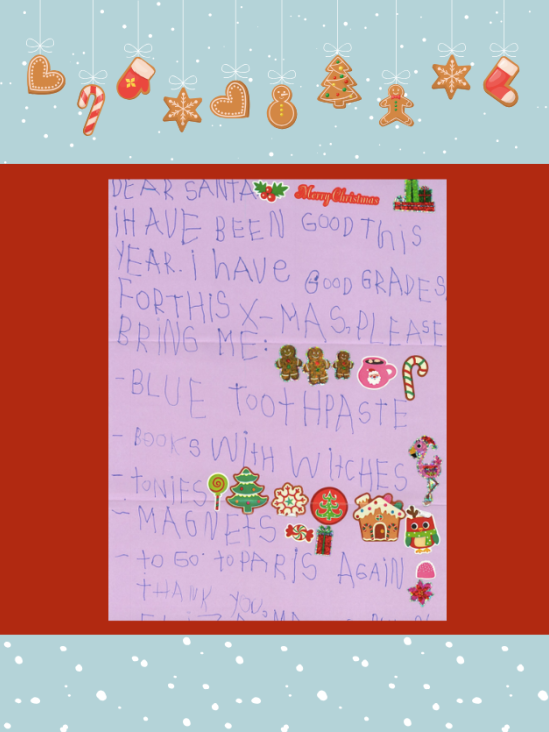 Letter to Santa from Eliza
