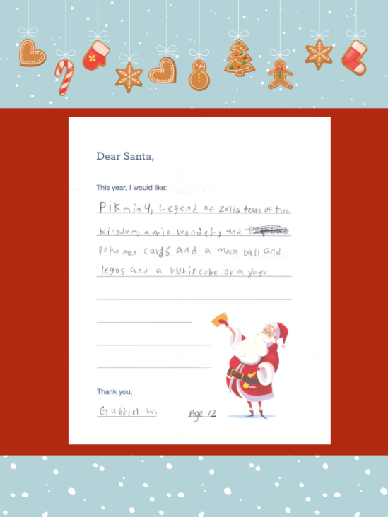 Letter to Santa from Gabriel W.