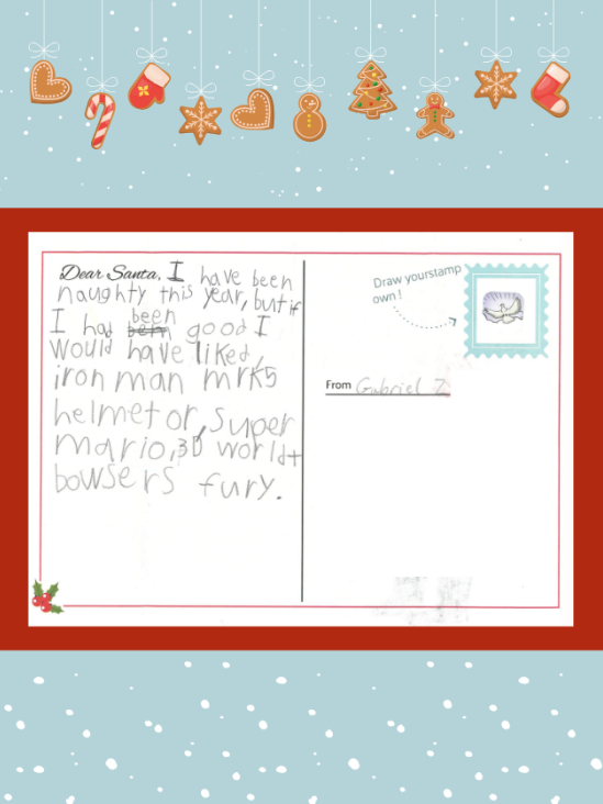 Letter to Santa from Gabriel Z.