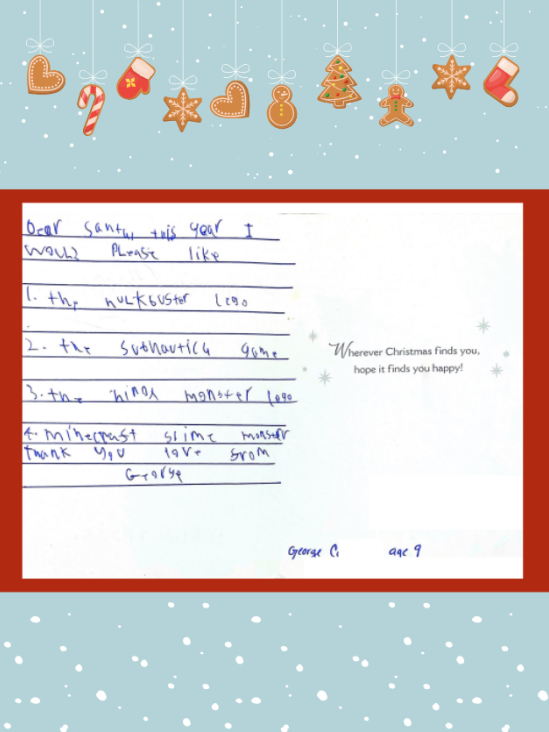 Letter to Santa from George C.