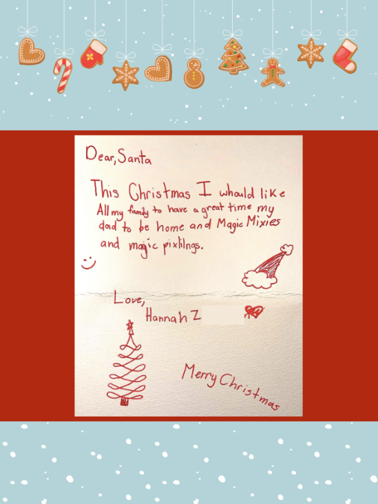 Letter to Santa from Hannah Z.