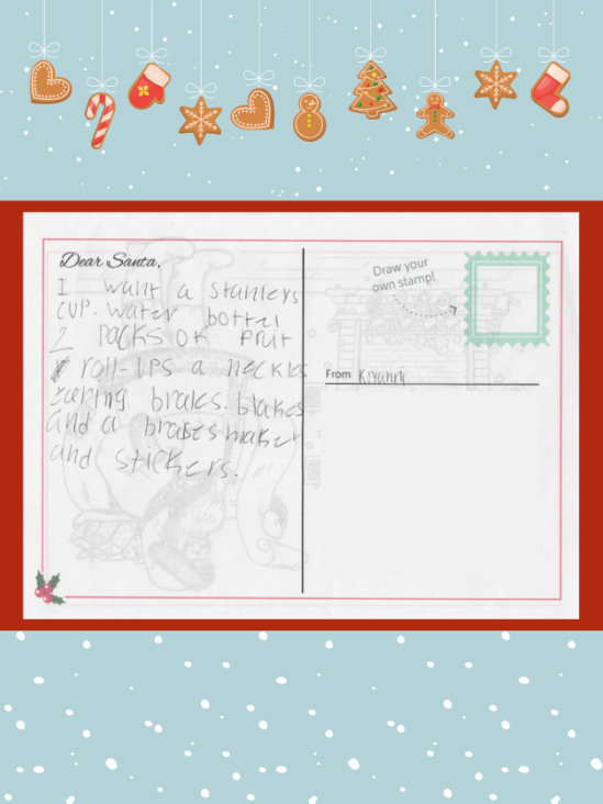 Letter to Santa from Kiyanni