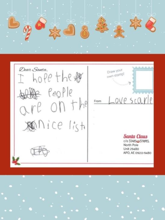 Letter to Santa from Scarlet