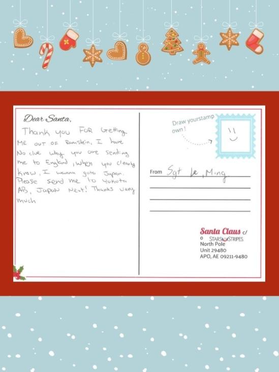 Letter to Santa from Sgt. Le Ming