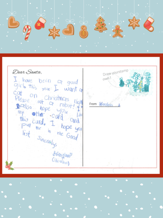 Letter to Santa from Shearlom S.