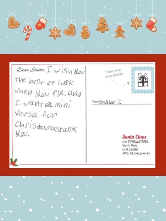 Letter to Santa from Skylar T.