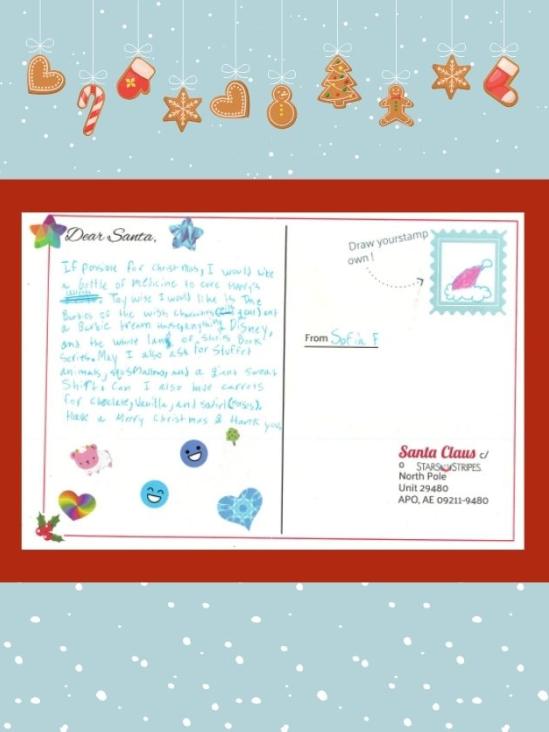 Letter to Santa from Sofia F.
