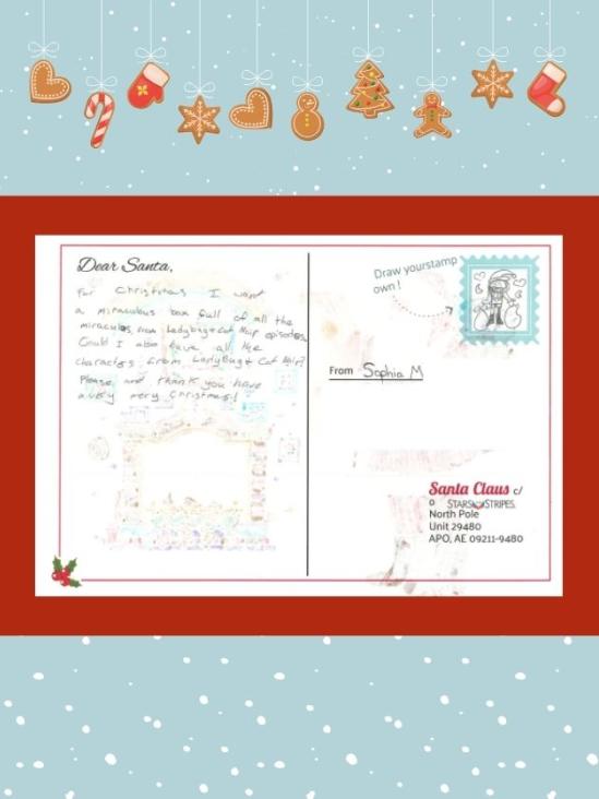 Letter to Santa from Sophia M.