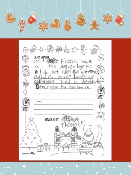Letter to Santa from Thomas P.