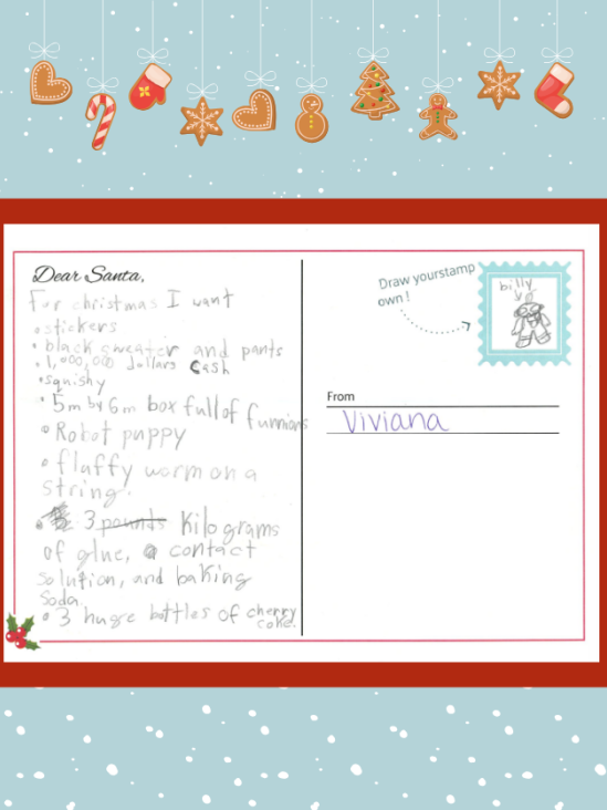 Letter to Santa from Viviana