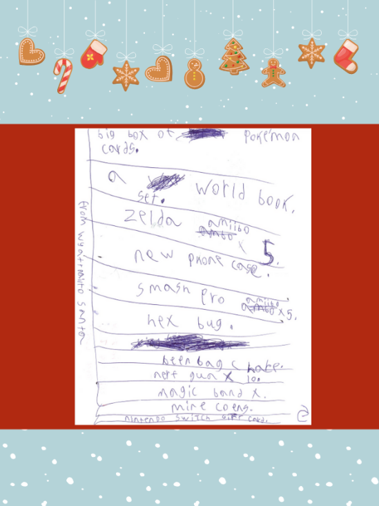 Letter to Santa from Wyatt