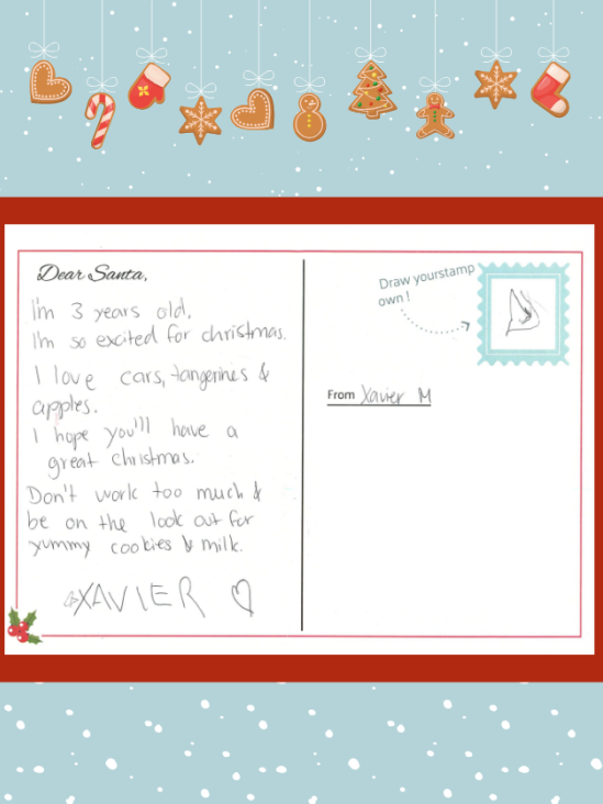 Letter to Santa from Xavier M.