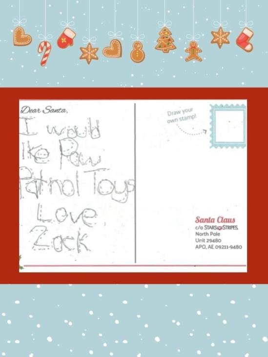 Letter to Santa from Zack D.