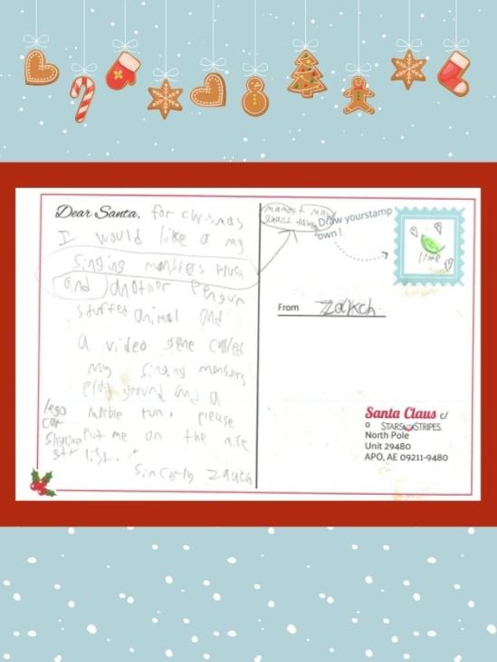 Letter to Santa from Zakch F.