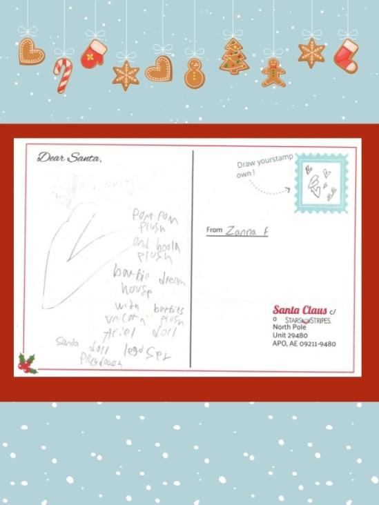 Letter to Santa from Zanna F.